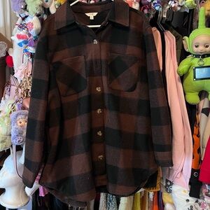 Oversized Fleece Plaid Button Down Flannel